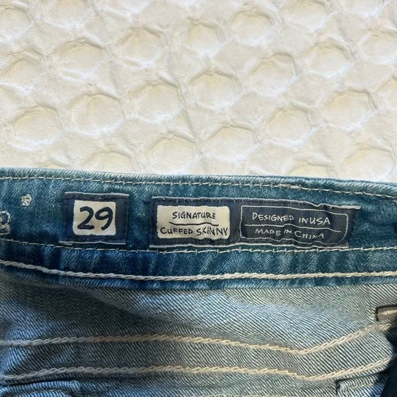 Miss Me Distressed Blue Signature Cuffed Skinny Jeans - Picture 6 of 12